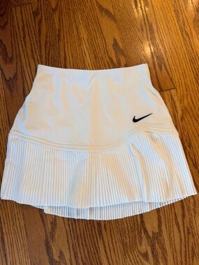 Nike White Pleated Skater Tennis Skirt with Black Swoosh